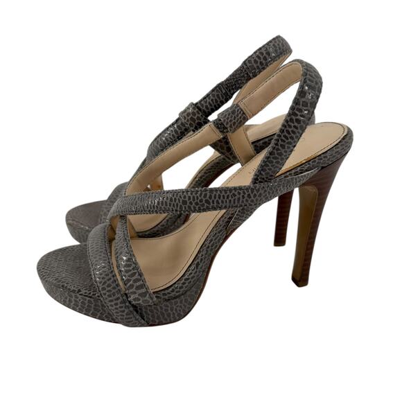 Calvin Klein High Heels Size 5.5 Gray Snakeskin Pattern Platform Prarie Stiletto - Picture 6 of 12